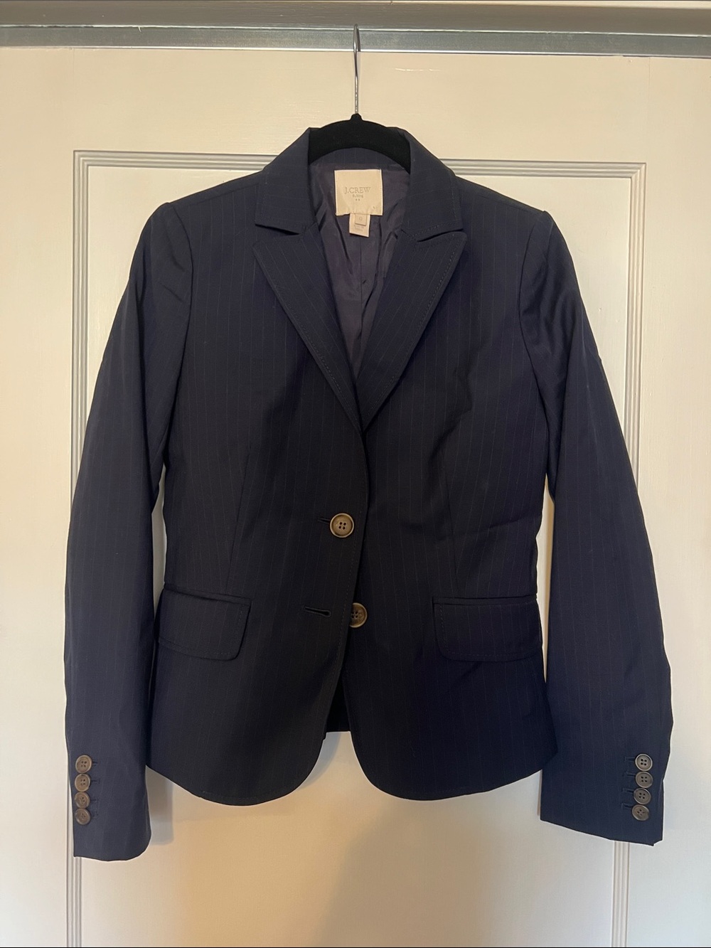 J. Crew wool Navy Pinstripe Tailored Blazer size 0